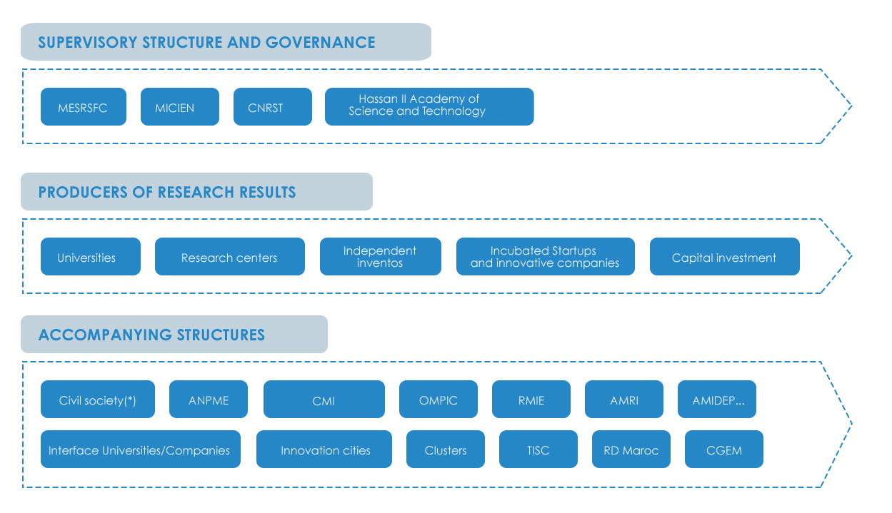  Stakeholder organizations in the value chain  in Morocco according to their respective roles.