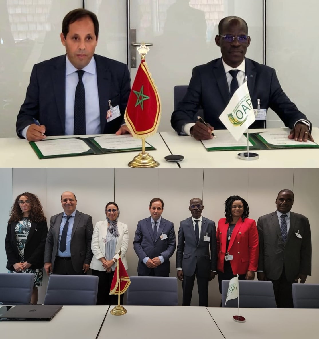 التوقيع على مذكرة تفاهم بين المكتب المغربي للملكية الصناعية والتجارية والمنظمة الأفريقية للملكية الفكرية   في جنيف، سويسرا.
